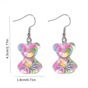 1pair Cute 3D Colorful Acrylic‎ Bear Drop Earrings *Faux Fashion Jewelry thumbnail 6