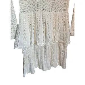NWT Cynthia Rowley Pointelle Knit Peplum Sweater Dress Cream Size M thumbnail 10