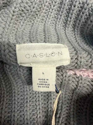 Cozy Striped knit sweater Caslon pink grey large cotton blend soft girl FLAWS thumbnail 11