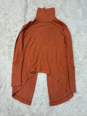 We the free Rust Orange Turtleneck split back thumbnail 1