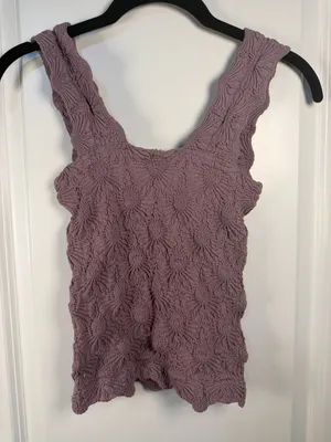 Altar'd State Intimates Mauve Crinkle Textured Smocked Tank Top thumbnail 4