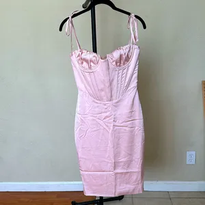 HOUSE OF CB‎ 'Alma' Blush Pink Satin Corset Midi Dress NWOT size S thumbnail 3