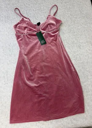 Wild‎ Fable XS Pink Velour Mini Dress with adjustable straps thumbnail 1