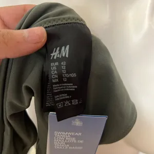 H&M Olive Green Bikini Bottom Medium Low Rise Tanga Minimal Swim Bottom thumbnail 2