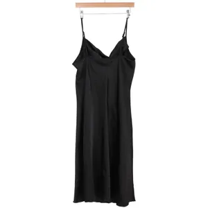 bebe Slip Dress Womens XL Black Cowl Neck Satin Midi Adjustable Straps Excellent thumbnail 5