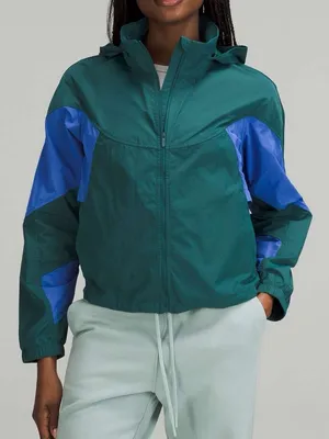 Lululemon Evergreen Cropped Full-Zip Hoodie Size 4 Green Jasper Wild‎ Indigo thumbnail 1
