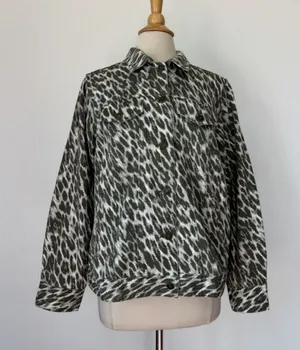 Green & White Denim Button Down Jacket thumbnail 1