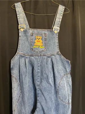 D’Roci Maternity Denim Overalls with Embroidered Bear Patch Pocket size Medium thumbnail 2