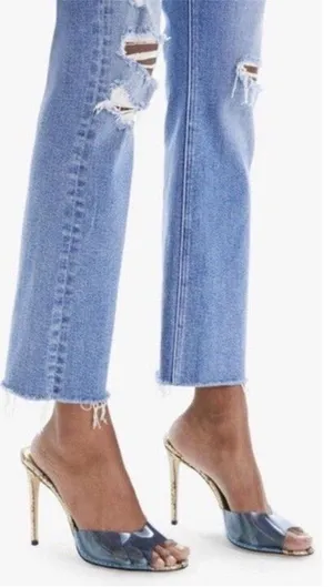MOTHER The Tripper Ankle Fray Blue Distressed Straight Leg Jeans thumbnail 2