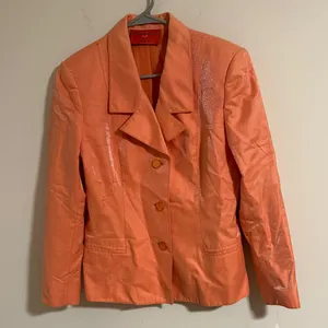 Emanuel Ungaro Parallele made in Italy shimmer Orange satin vintage Blazer 8 thumbnail 1