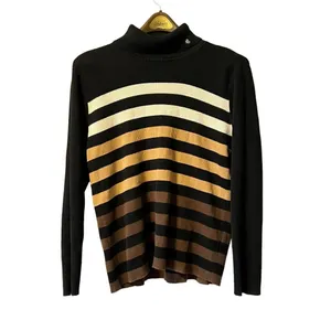 Lauren Ralph Lauren Monogram Embroidered‎ Cotton Turtleneck Shirt Brown Measured thumbnail 2