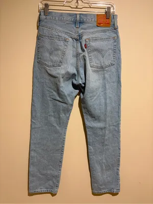 Levi’s 501 Anniversary Straight Leg Light Wash Floral Patchwork Denim Jeans 27 thumbnail 10