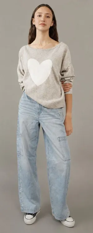 American Eagle Outfitters Whoa So Soft Sweater Womens Medium Beige Ballet-Neck thumbnail 1