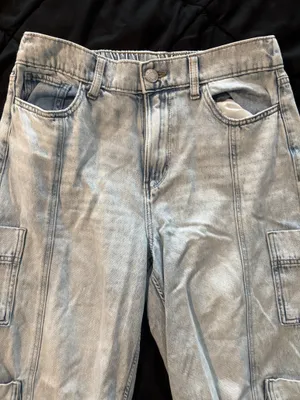 {SO} Light Blue High-Rise Utility Cargo Wide Leg Jeans thumbnail 4