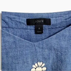 J.Crew Women's Chambray Embellished Shoulder Tie Top size 6 #G7638 thumbnail 4