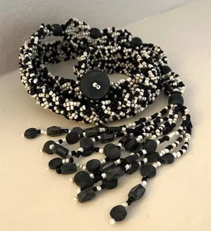 Beaded Belt Black/White-Made in Indonesia‎ thumbnail 1