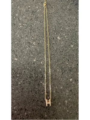 Women's Unbranded Gold Tone H Initial Necklace with Clear Stones, One Size thumbnail 3