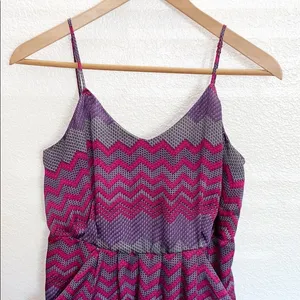 Collective Concepts Chevron Purple Pink & Grey Tank Dress thumbnail 2