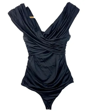 Abercrombie & Fitch Black Ruched Wrap Stretch Bodysuit Tank Top Womens Size M thumbnail 1