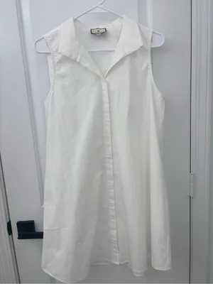 Tuckernuck White Collared Sleeveless Shirt dress preppy coastal thumbnail 2