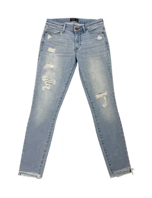 Abercrombie & Fitch Blue Denim Low Rise Distressed Harper Ankle Jeans Size 24/00 thumbnail 1