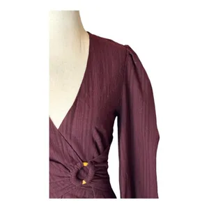 The Fifth Label Dress Women‎ XS Plum Long V Neck Linen Blend Tide Dress NWT thumbnail 4