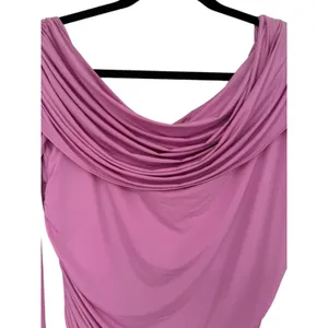 NWT Abercrombie & Fitch Womens Pink Draped Off Shoulder Ruched Top Size Large thumbnail 10
