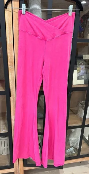 Aerie OFFLINE Real Me criss Crossover Flare Leggings yoga pants highrise fuchsia thumbnail 1