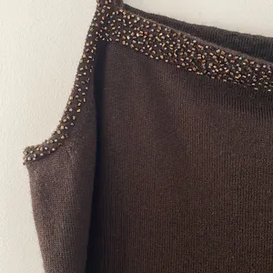 Linda allard Ellen Tracy tank top in brown with beading thumbnail 2