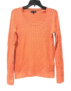 Tommy Hilfiger Womens Coral Cable Knit Sweater Shirt Size S P Cotton Blend‎ thumbnail 1