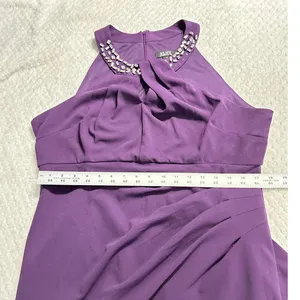 S.L. Fashions SLNY Maxi Dress Women's Plus 18 Purple Embellished Halter Neckline thumbnail 10