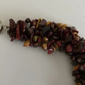 Agate Jasper collar necklace Multicolor natural stone nugget beaded cluster EUC thumbnail 9