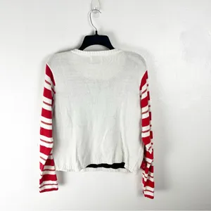 SPENCER’S White Graphic Print Long Sleeves Ugly Christmas Sweater, Size Large thumbnail 2