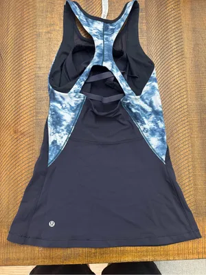 lululemon athletica Black Racerback Tank Dress with Navy Panels thumbnail 3