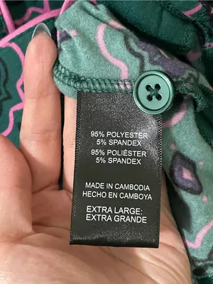 Room Service Geo Print Long Sleeve Pajama Sleep Top Size XL Green Pink Soft thumbnail 5