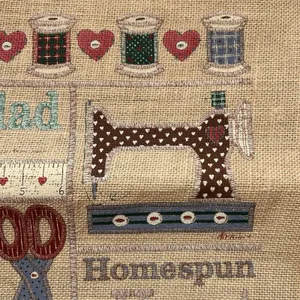 NEW VTG Jute XL Bag Tote Sewing Crafting Knitting Cottage Grandma Farm Country thumbnail 4