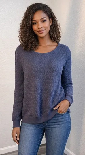 GAP Dark Blue Quilted Zip-Up Sweater thumbnail 1