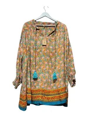 NWT Natural Life Dara V-Neck Tunic Dress Boho Floral Tassel Mini Medium thumbnail 3