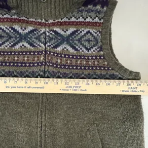 Lauren Ralph Lauren M Fair Isle Sweater Vest Hooded Full Zip Cabin Boho Gorpcore thumbnail 8