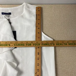 TOMMY HILFIGER White Sleeveless Ruffle Front Top M Lined Blouse thumbnail 13
