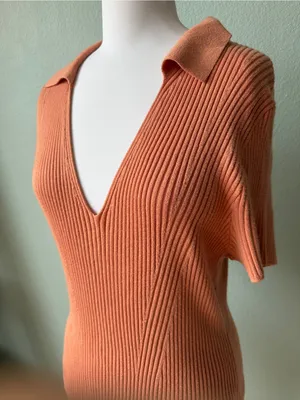 Abercrombie & Fitch Ribbed Elevated Knit Polo Dress Size Large thumbnail 3