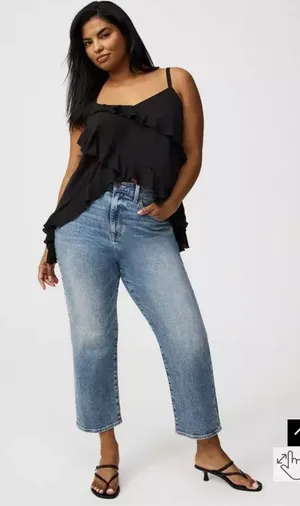 Torrid NWT Georgette Ruffle Cami Deep Black 1x v neck thumbnail 1