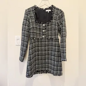 LIKELY Robin Dress Tweed‎ Jeweled Button Front Mini Preppy size 6 thumbnail 3