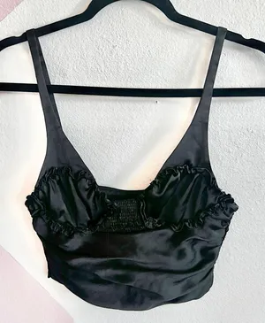 Zara Black Ruffle Babydoll Top, Goth Whimsigoth Grunge Indie Sleaze Coquette XS‎ thumbnail 1