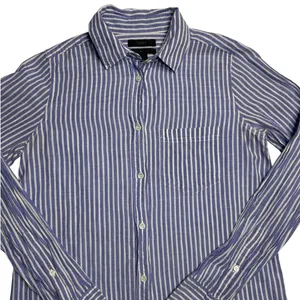 J.Crew Boy Fit Blue White Striped Button Up Shirt Size 00 Cotton Stretch thumbnail 7