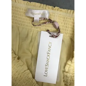 LoveShackFancy Smocked‎ Ruffle Mini Skirt Yellow Womens 8 Cottagecore NWT thumbnail 3
