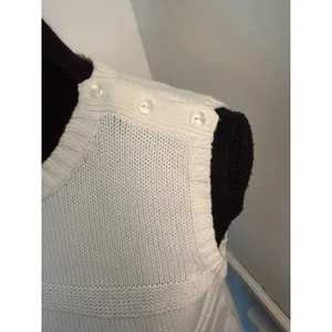 Vintage Talbots Cotton Knit Sweater Tank White Button Shoulder Textured Preppy thumbnail 4