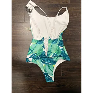 Qpladise Tropical Palm Leaf One-Piece Swimsuit Women's Medium NWT thumbnail 2