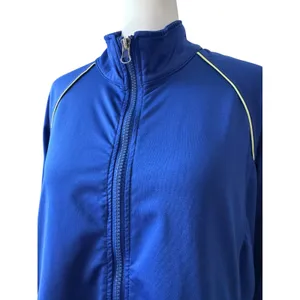 Danskin Royal Blue Collared Full Zip Track Jacket w/ Yellow Contrast Piping thumbnail 4