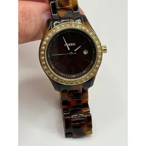 Fossil ES-2922 Women Tortoise Shell Brown Dial Watch Gold‎ Tone Stainless Steel thumbnail 5